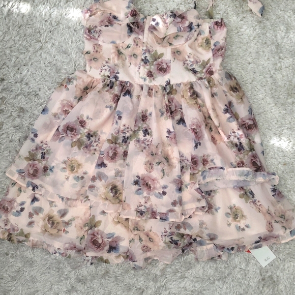 NWT Cider Chiffon Ruffle Mini Floral Dress Sz 4 Small - Picture 9 of 9